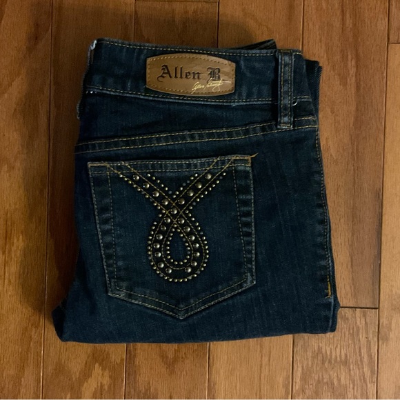 Brass Studded Gold Stitch Slight Stretch Zipper 🪰 Blue Jeans! - Picture 5 of 13